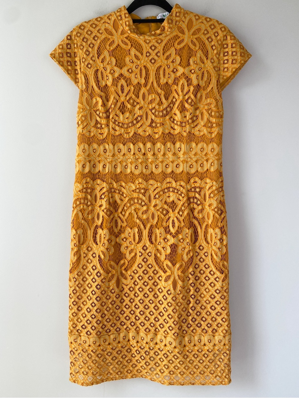 Baltic Born Womens Aria Column Lace Sheath Dress XL Gold Mustard Wedding Guest